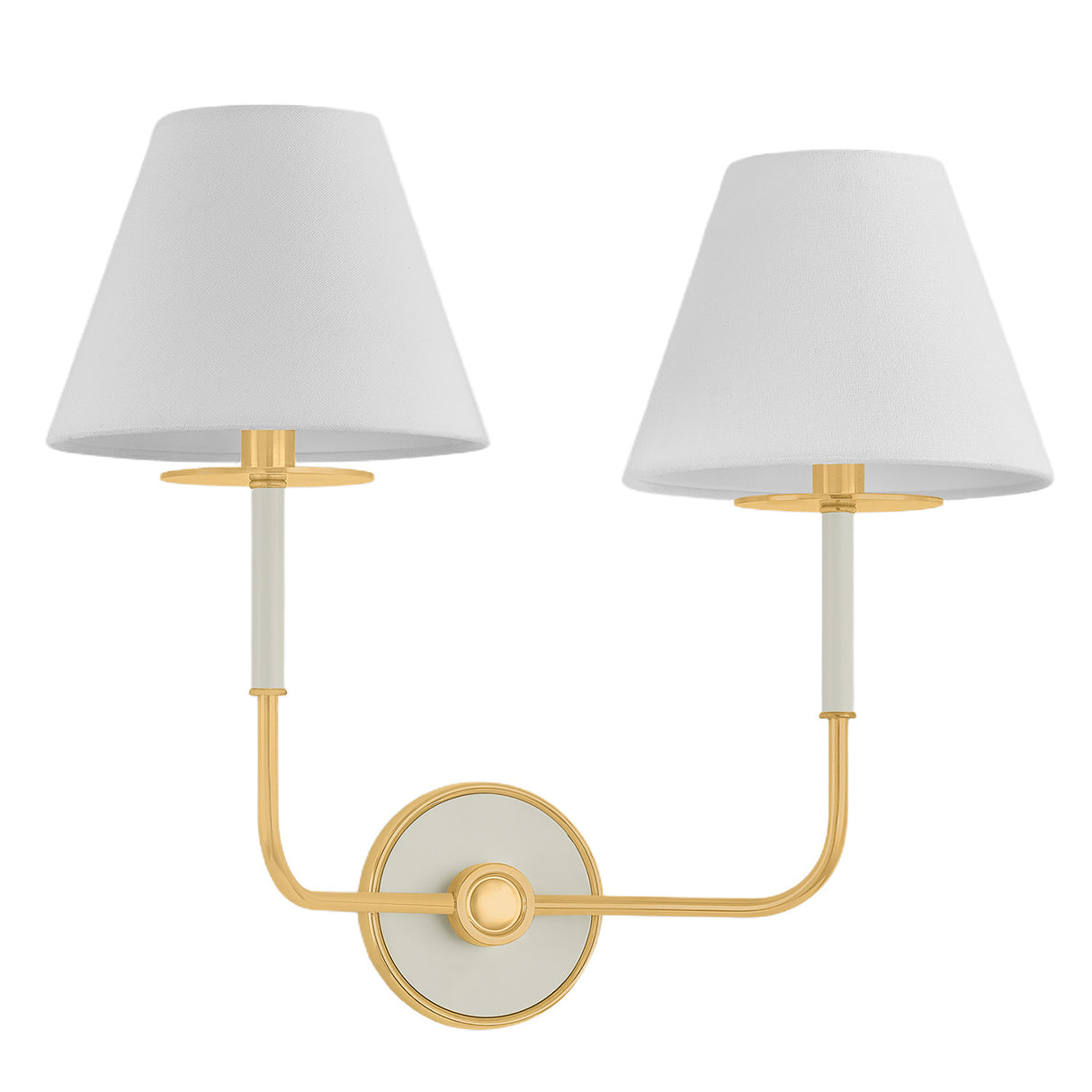 Cicero Double Wall Sconce 16", Off White and Aged Brass