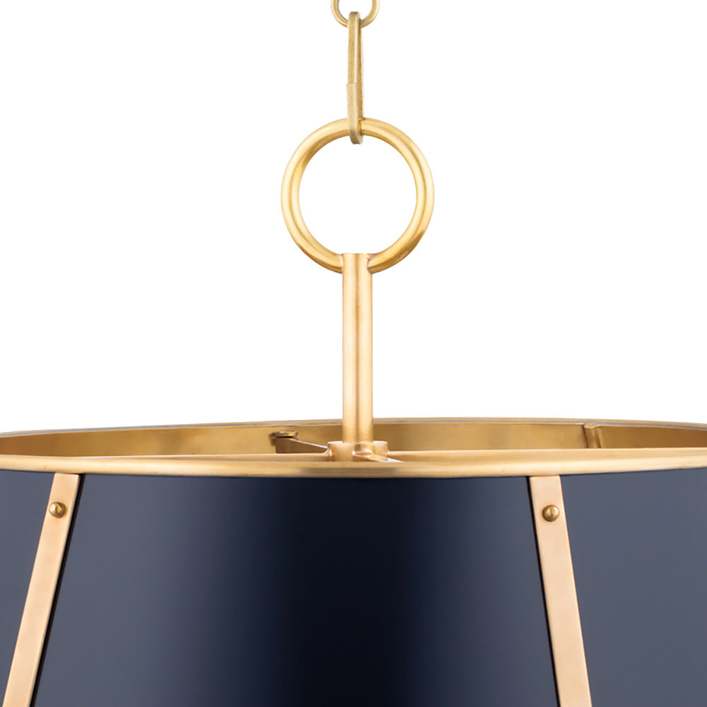 Avery 4 Light Large Pendant 20", Midnight Blue and Aged Brass