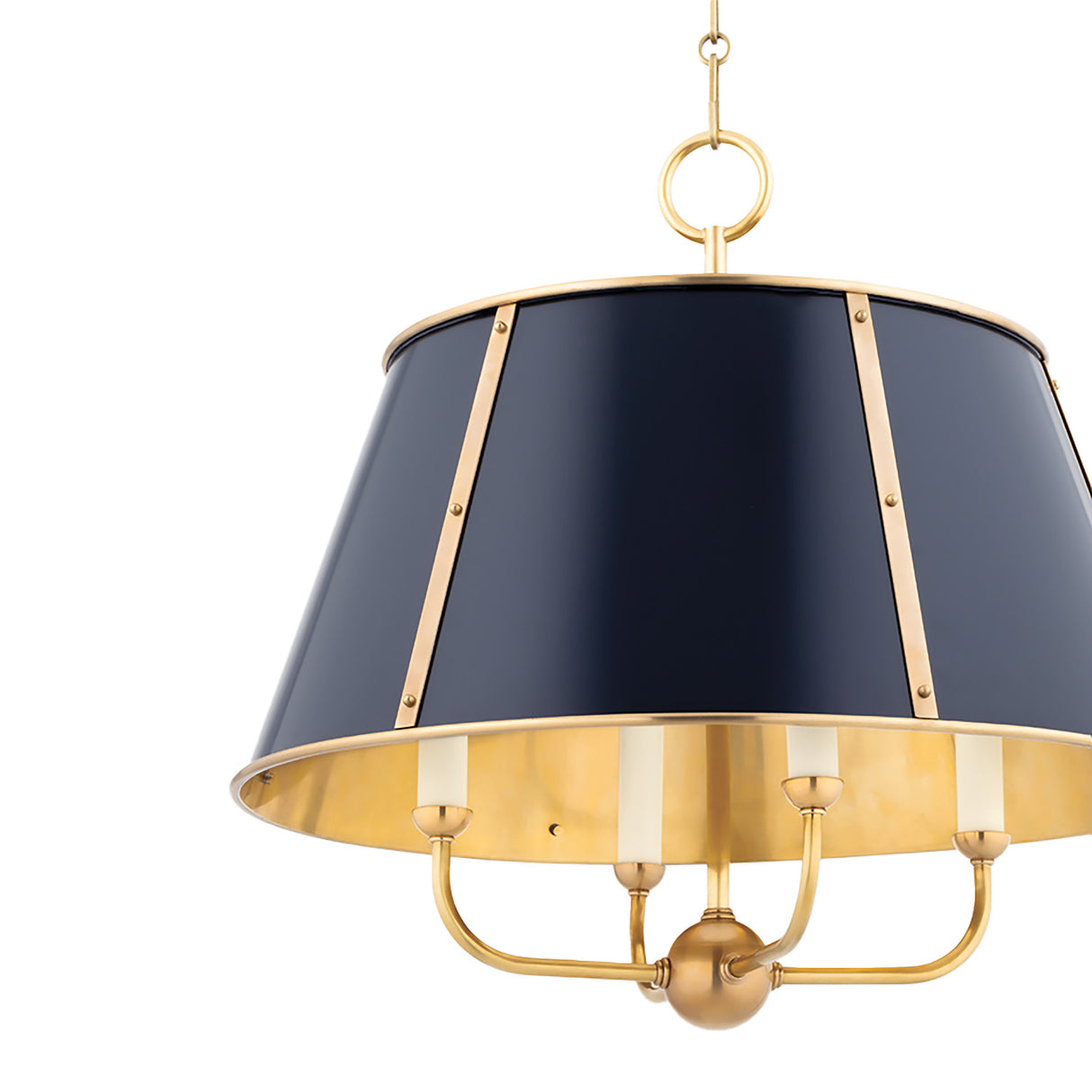 Avery 4 Light Large Pendant 20", Midnight Blue and Aged Brass