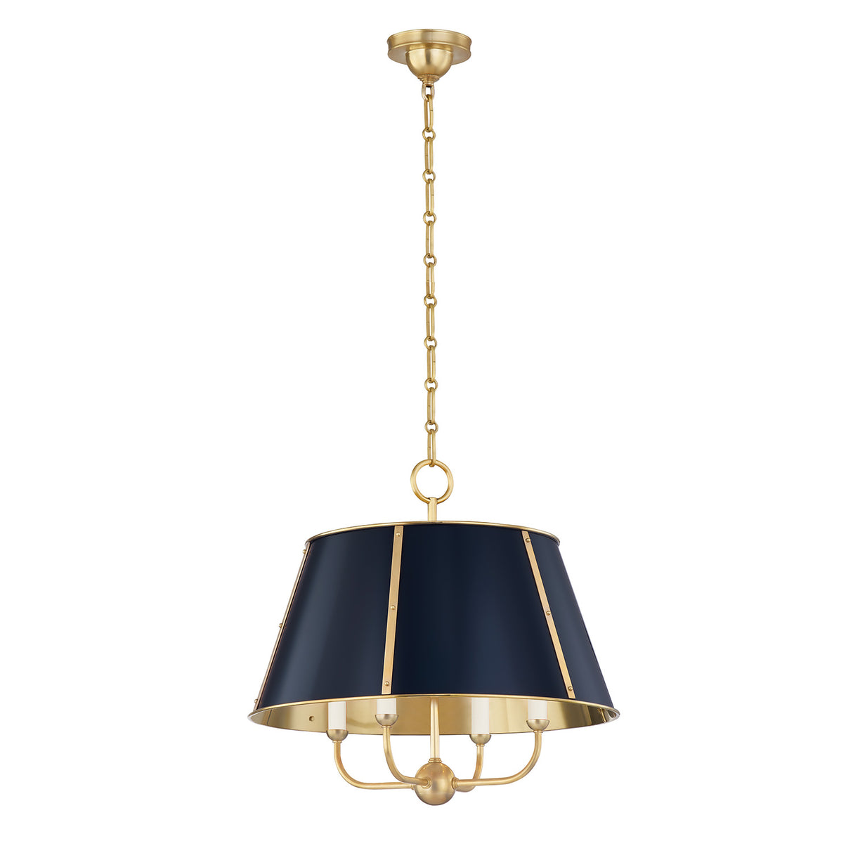 Avery 4 Light Large Pendant 20", Midnight Blue and Aged Brass