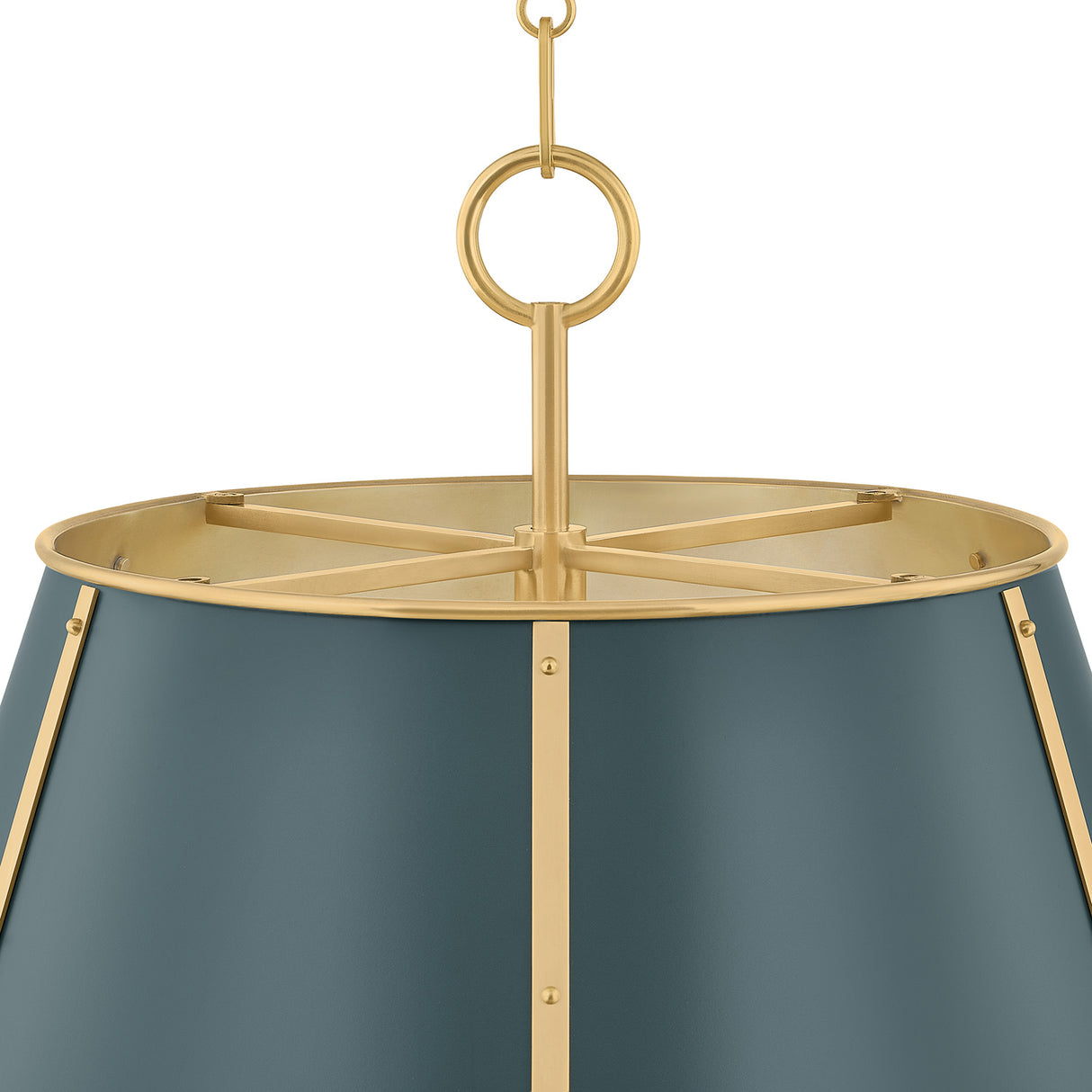 Avery 4 Light Large Pendant 20", Forest Green and Aged Brass