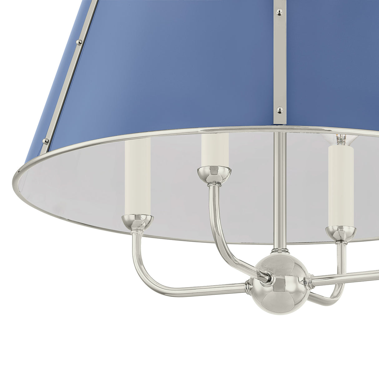 Avery 4 Light Large Pendant 20", Dutch Blue and Polished Nickel