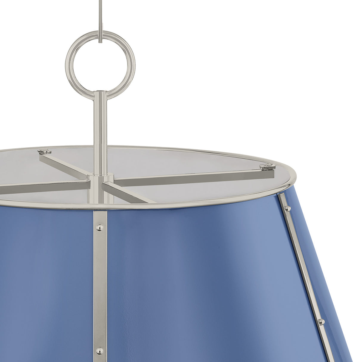 Avery 4 Light Large Pendant 20", Dutch Blue and Polished Nickel