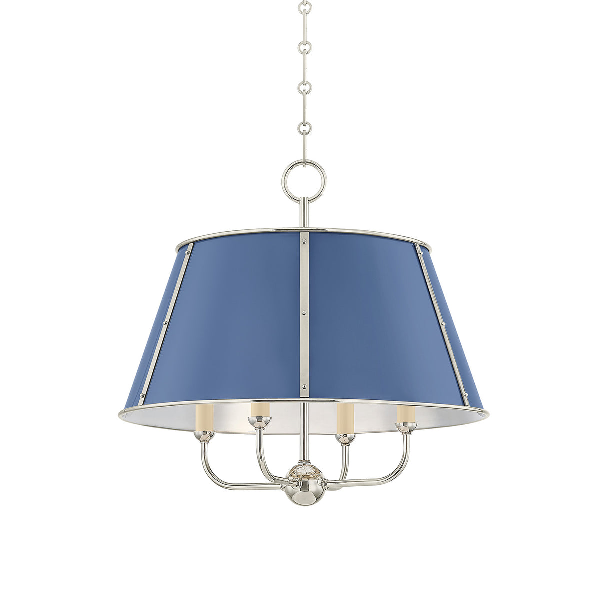 Avery 4 Light Large Pendant 20", Dutch Blue and Polished Nickel
