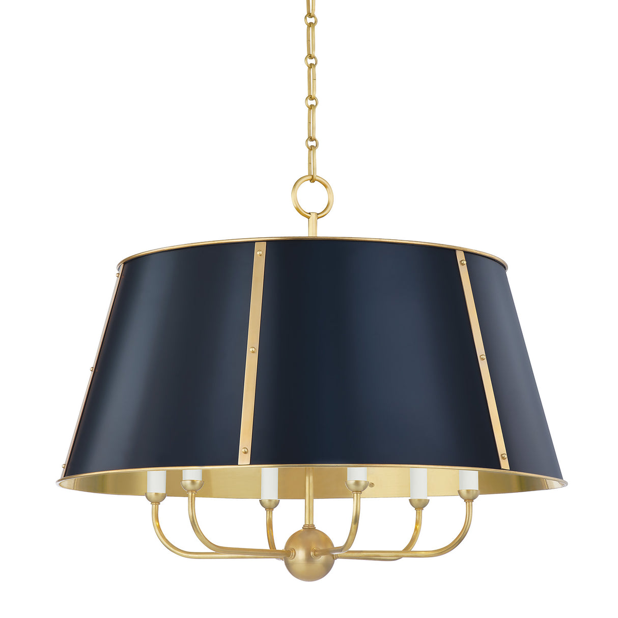 Avery 6 Light Extra Large Pendant 28", Midnight Blue and Aged Brass