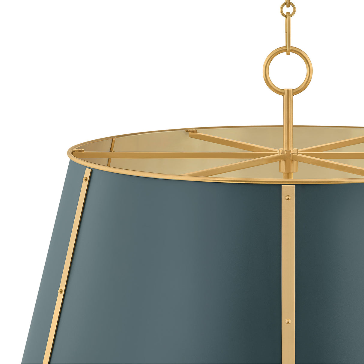 Avery 6 Light Extra Large Pendant 28", Forest Green and Aged Brass