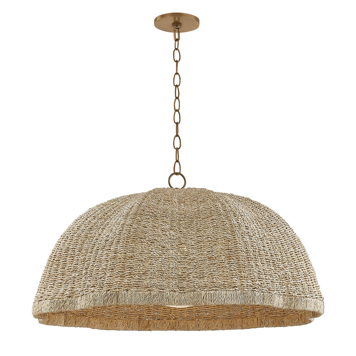 Santiago Extra Large Pendant 36", Natural and Patina Brass