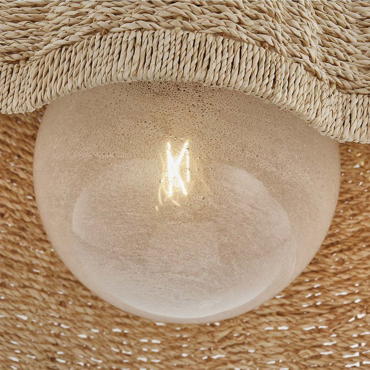 Santiago Extra Large Pendant 36", Natural and Patina Brass