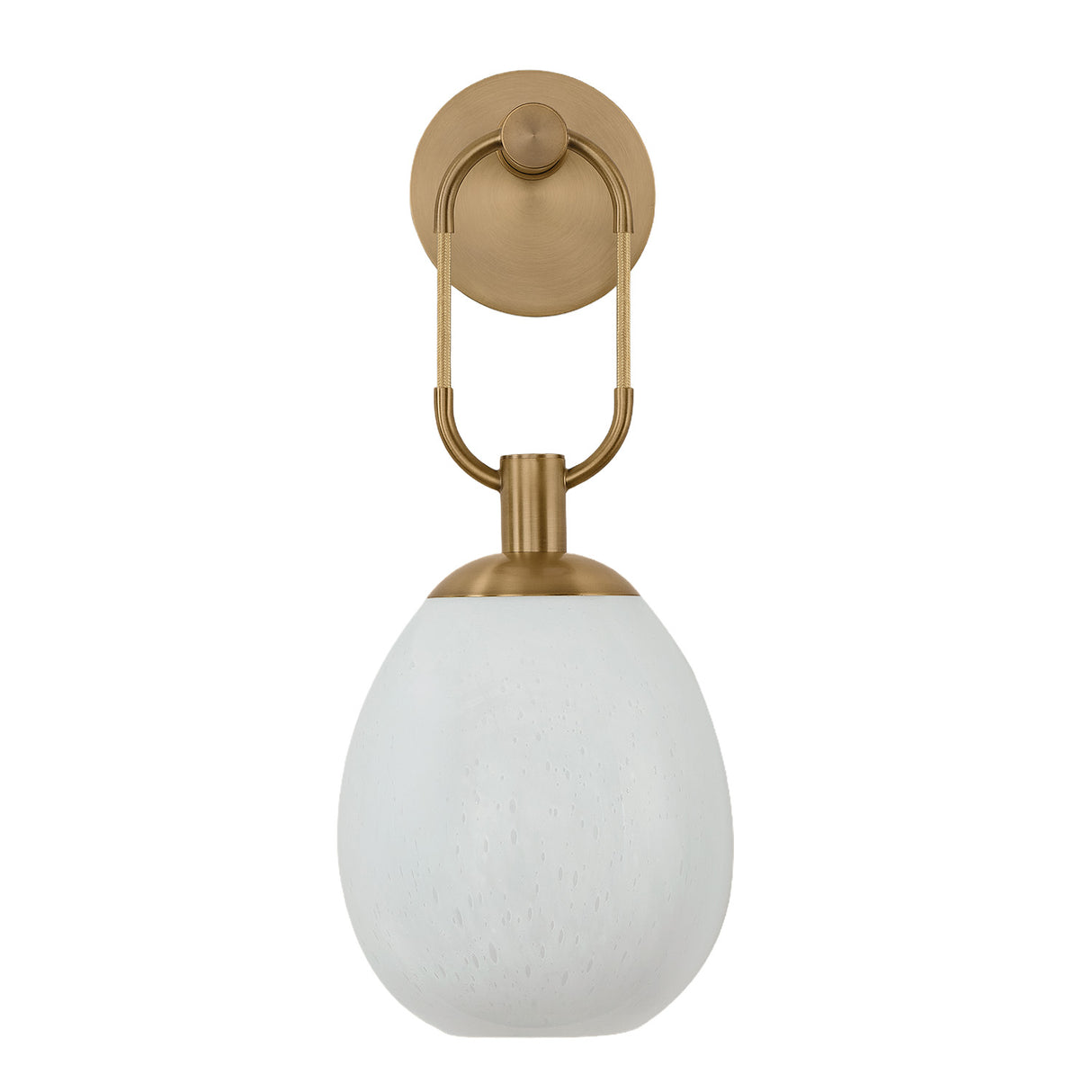 Orly Wall Sconce 17", Patina Brass and Seeded Cloud Glass