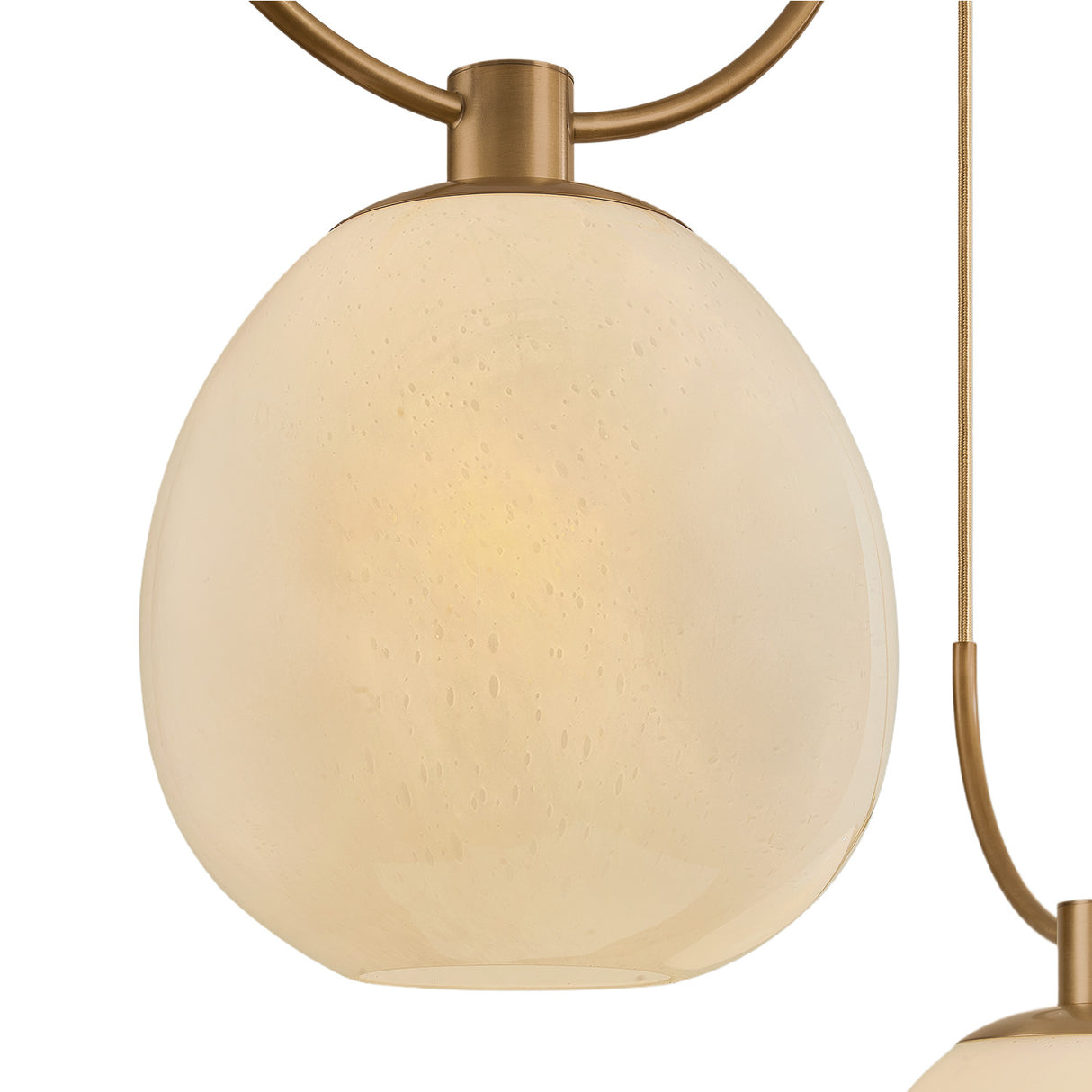 Orly 3 Light Swag Chandelier 36", Patina Brass and Seeded Cloud Glass