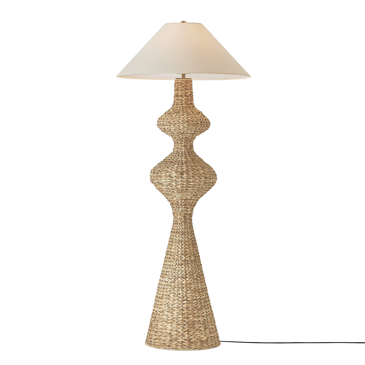Kenna Floor Lamp 68", Natural and Patina Brass