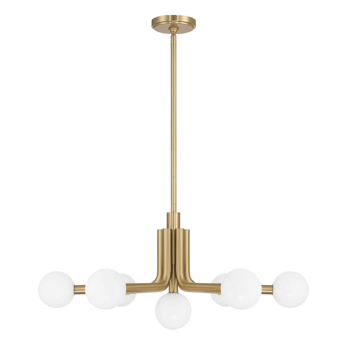 Maribel 7 Globe Chandelier 29", Satin Brass