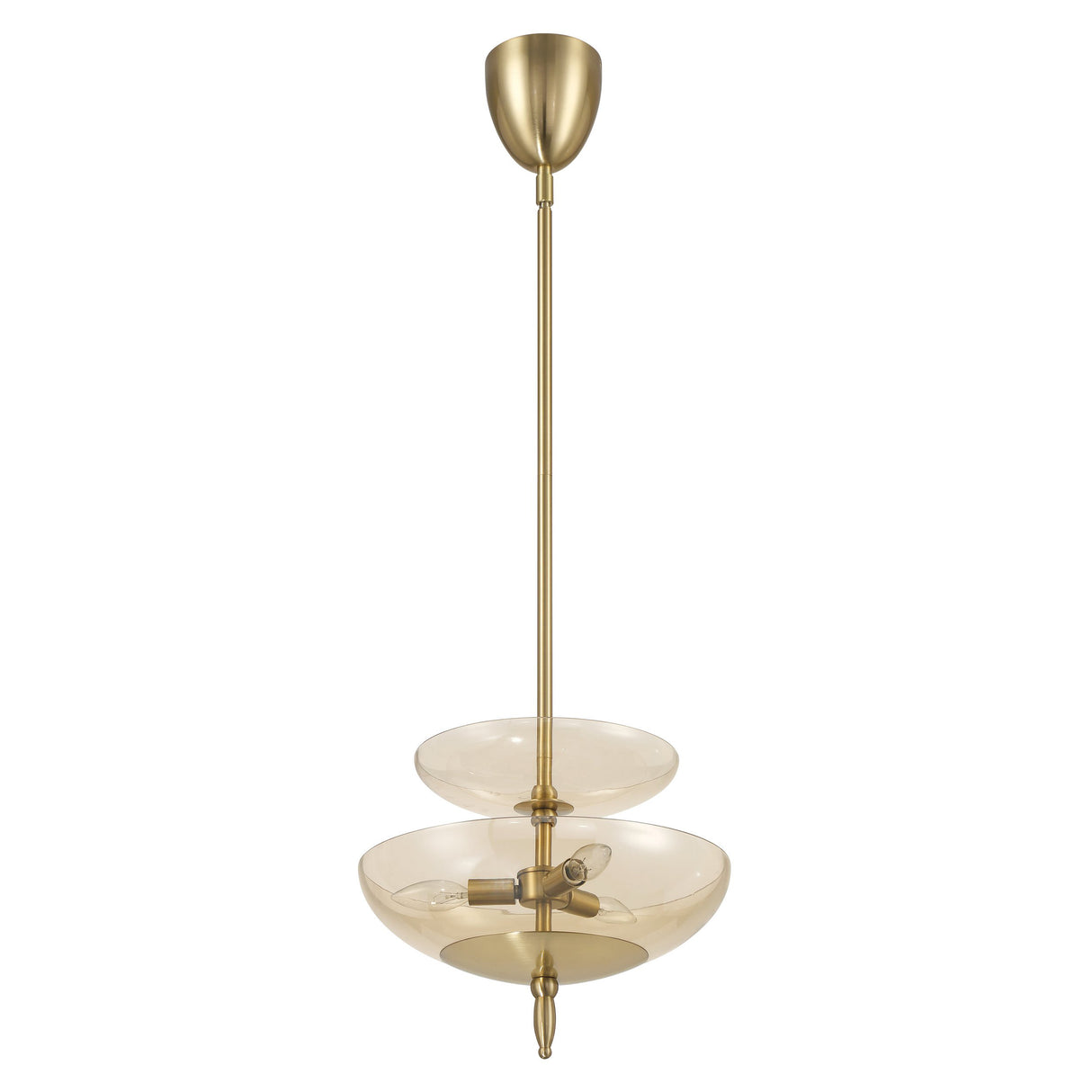 Zara Medium Two-Tier Pendant 14", Brushed Brass and Chamomile Glass