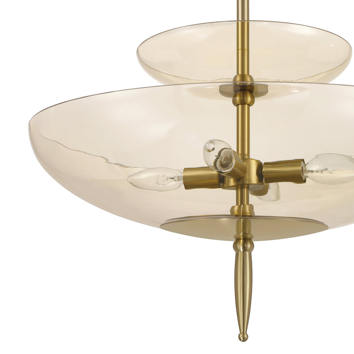 Zara Large Two-Tier Pendant 21", Brushed Brass and Chamomile Glass