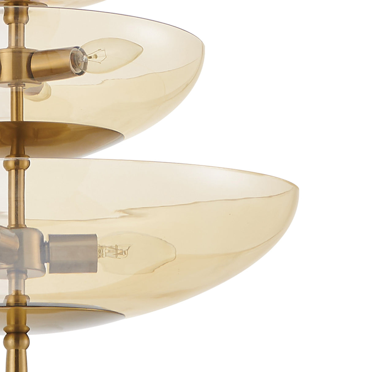 Zara Large Three-Tier Pendant 21", Brushed Brass and Chamomile Glass