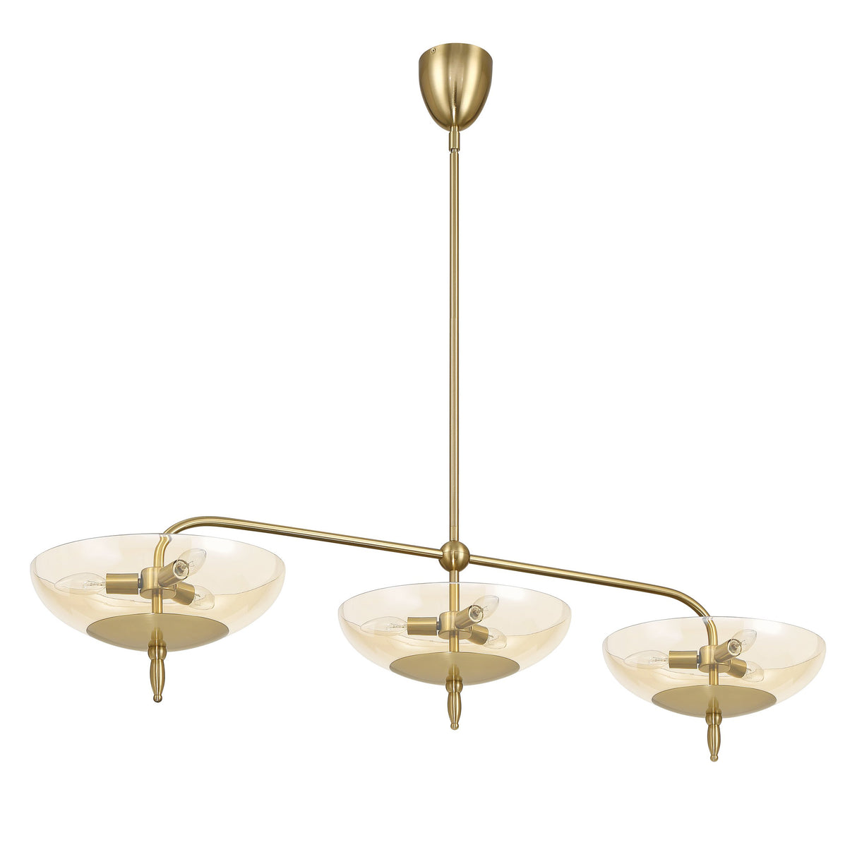 Zara Linear Pendant 54", Brushed Brass and Chamomile Glass