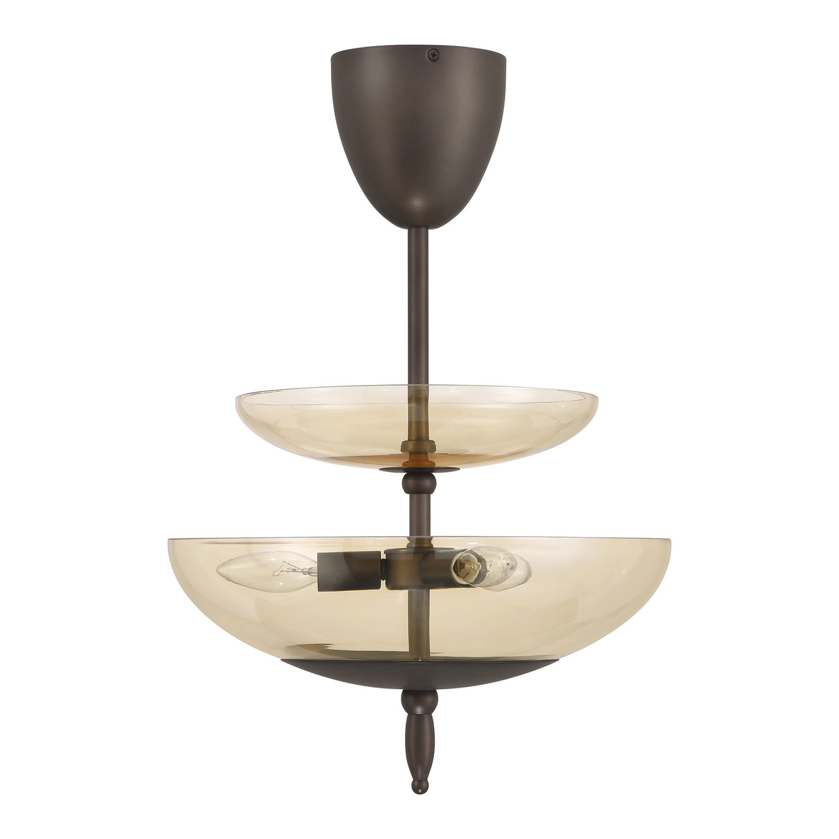 Zara Medium Two-Tier Pendant 14", Bronze and Chamomile Glass