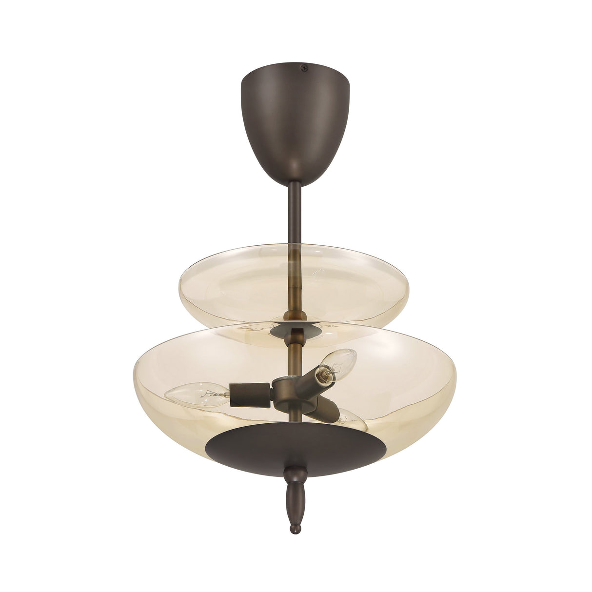 Zara Medium Two-Tier Pendant 14", Bronze and Chamomile Glass