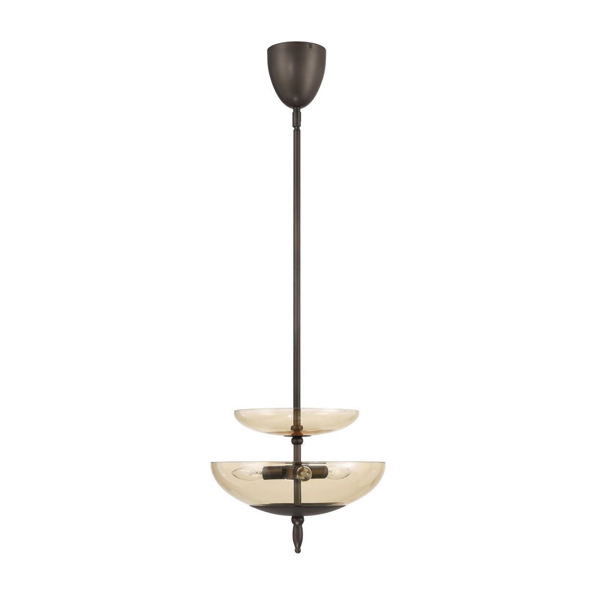 Zara Medium Two-Tier Pendant 14", Bronze and Chamomile Glass