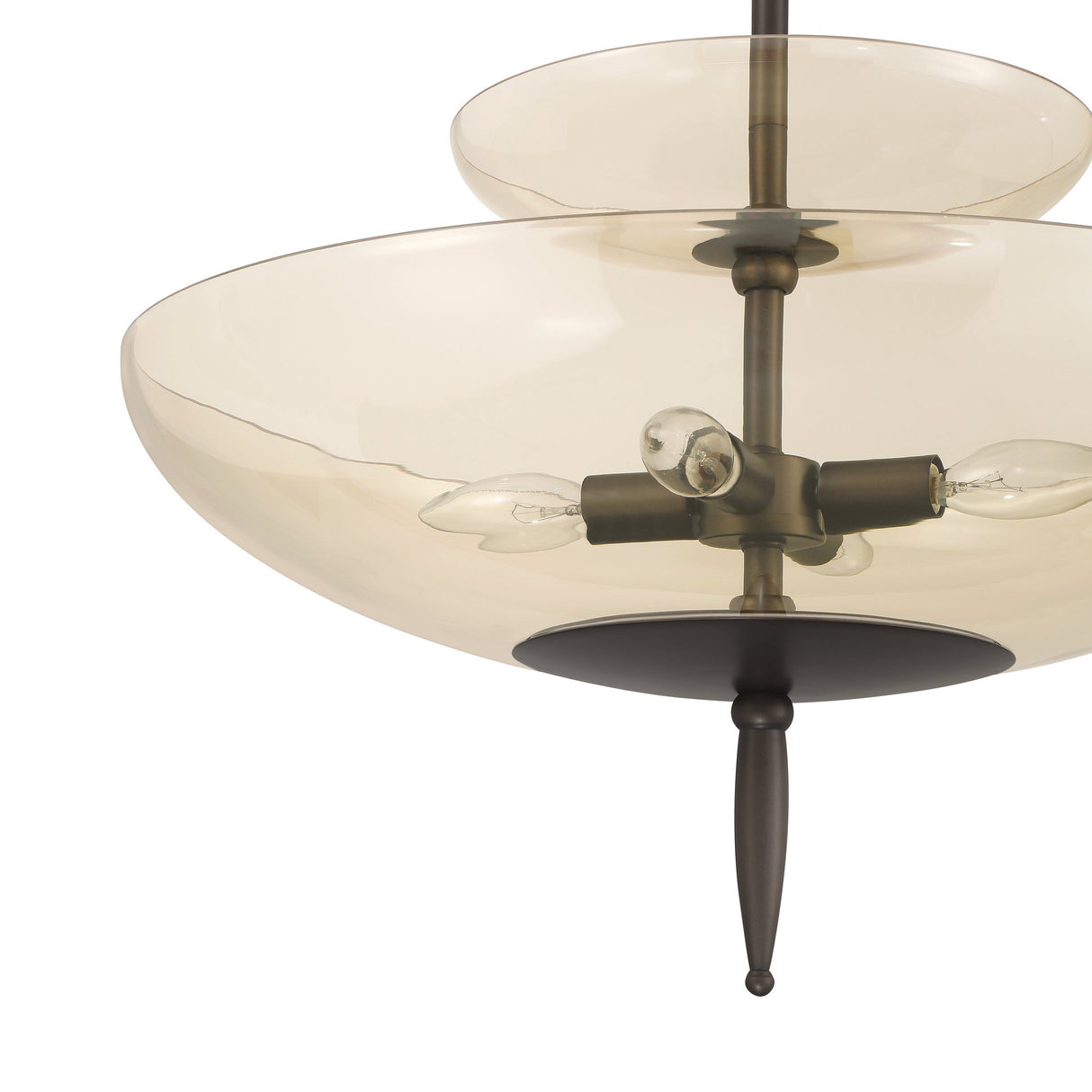 Zara Large Two-Tier Pendant 21", Bronze and Chamomile Glass
