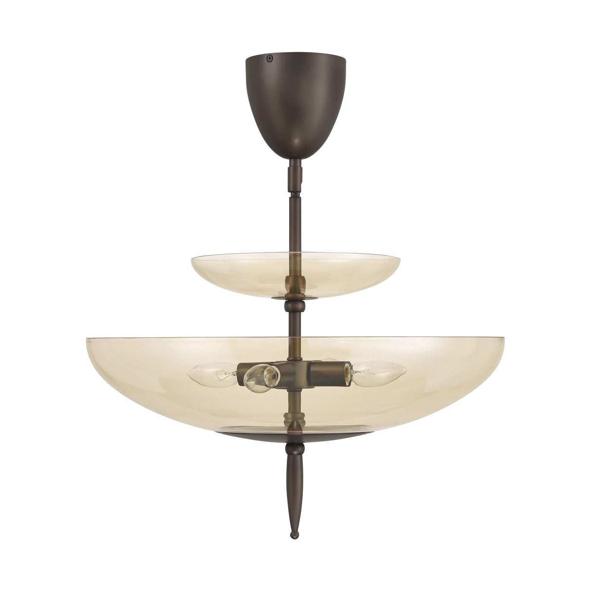 Zara Large Two-Tier Pendant 21", Bronze and Chamomile Glass