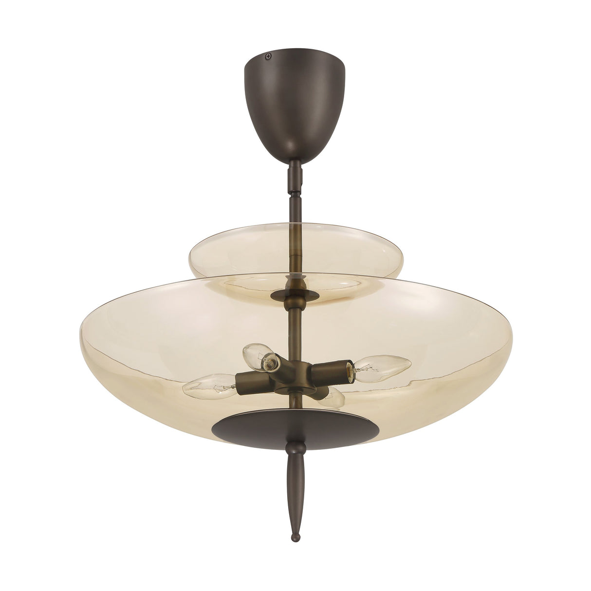 Zara Large Two-Tier Pendant 21", Bronze and Chamomile Glass