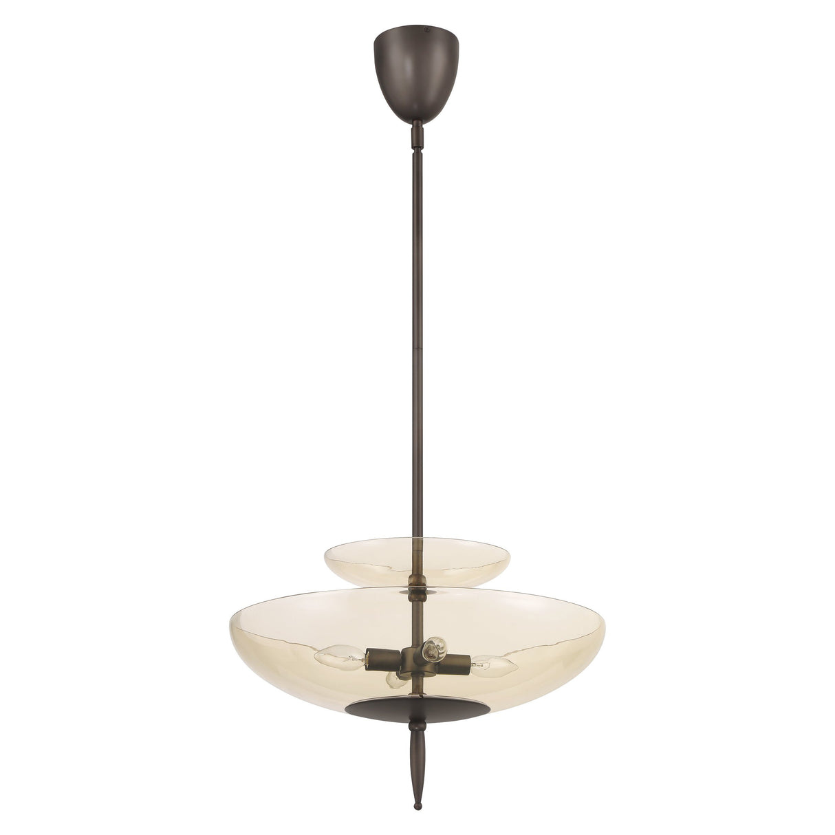 Zara Large Two-Tier Pendant 21", Bronze and Chamomile Glass