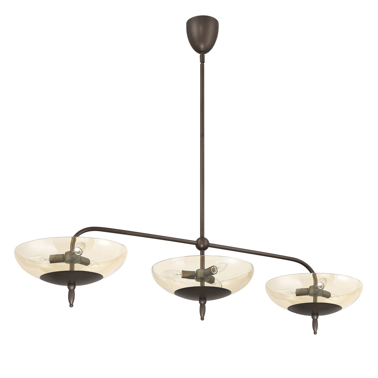 Zara Linear Pendant 54", Bronze and Chamomile Glass