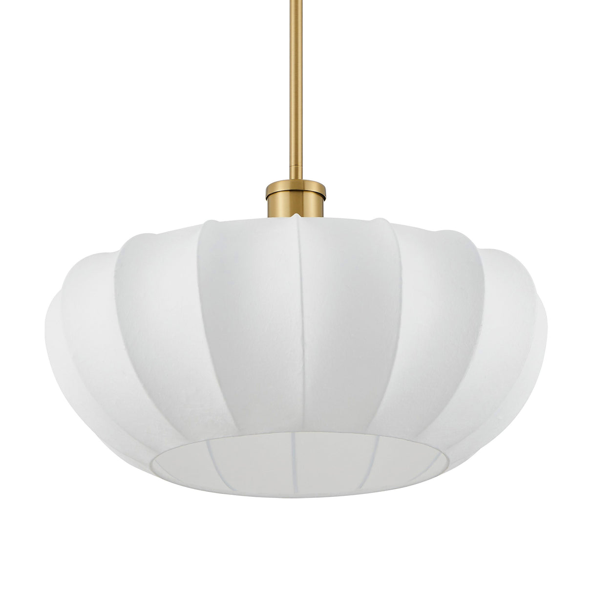 Uma Fabric Pendant 22", Brushed Brass