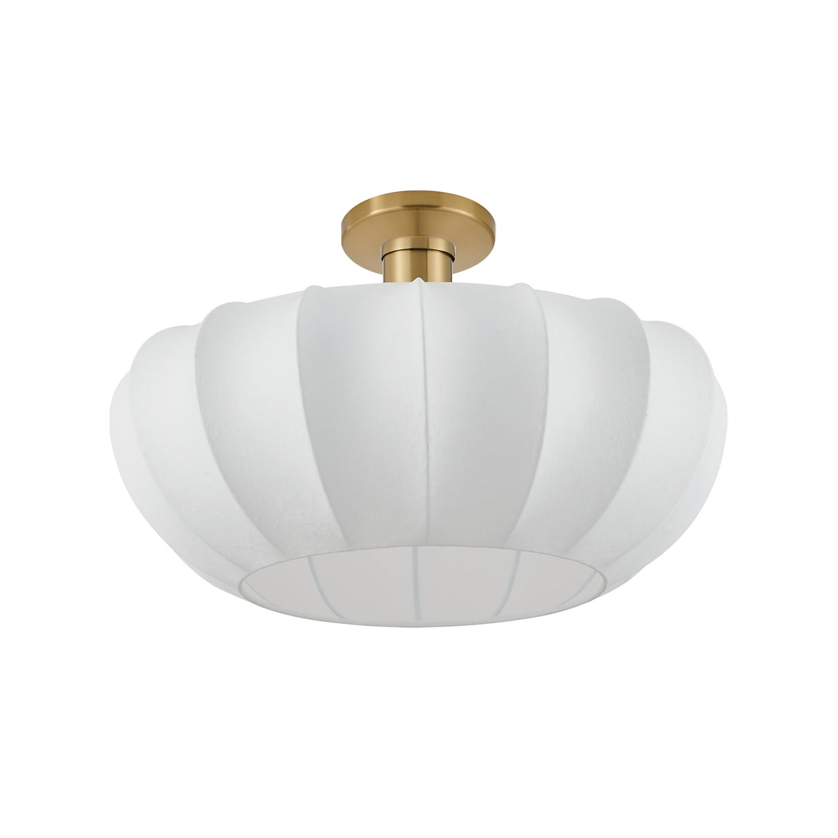 Uma Fabric Pendant 22", Brushed Brass