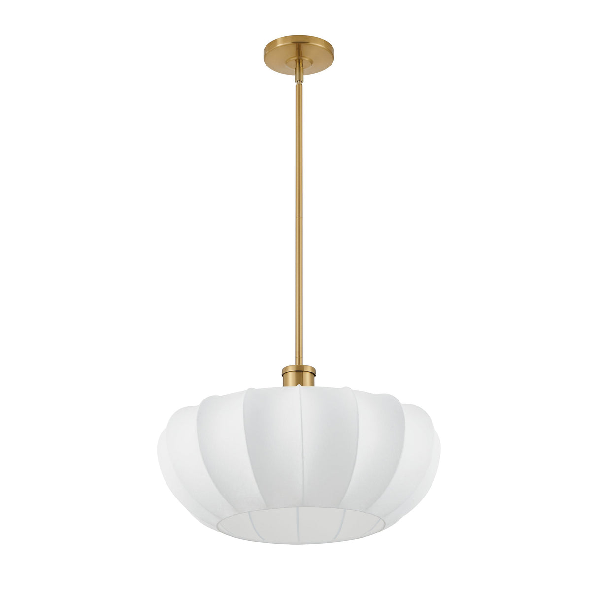 Uma Fabric Pendant 22", Brushed Brass