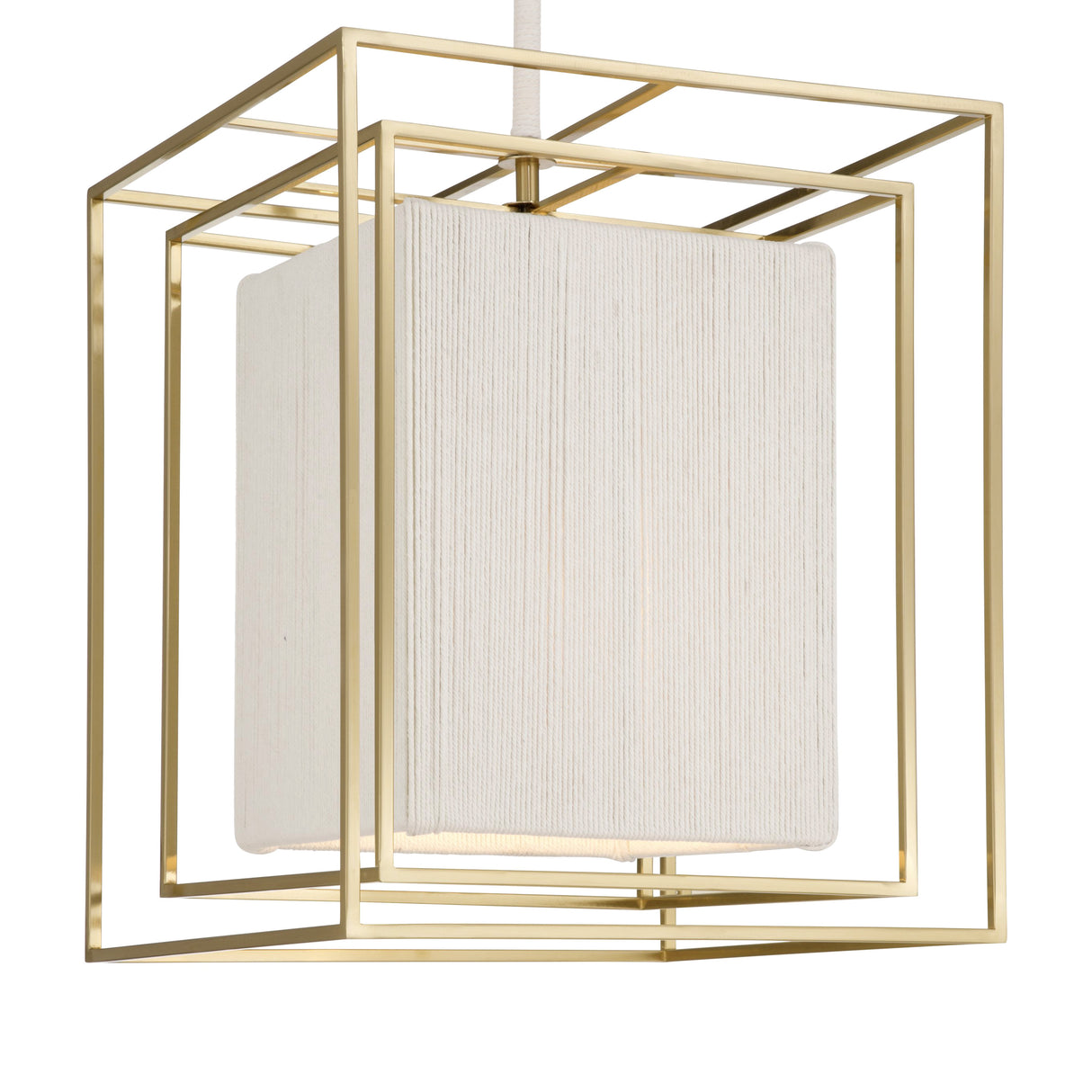 Tilda Tall Pendant 18", Brass and Natural Rope