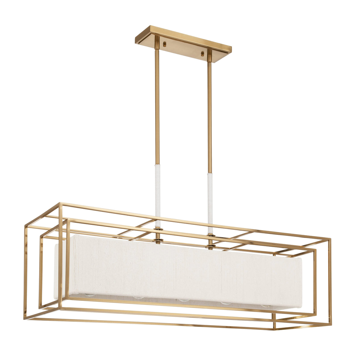 Tilda Linear Pendant 42", Brass and Rope