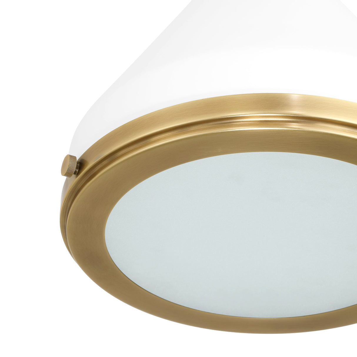 Drew Small Pendant 13", Matte White and Aged Brass