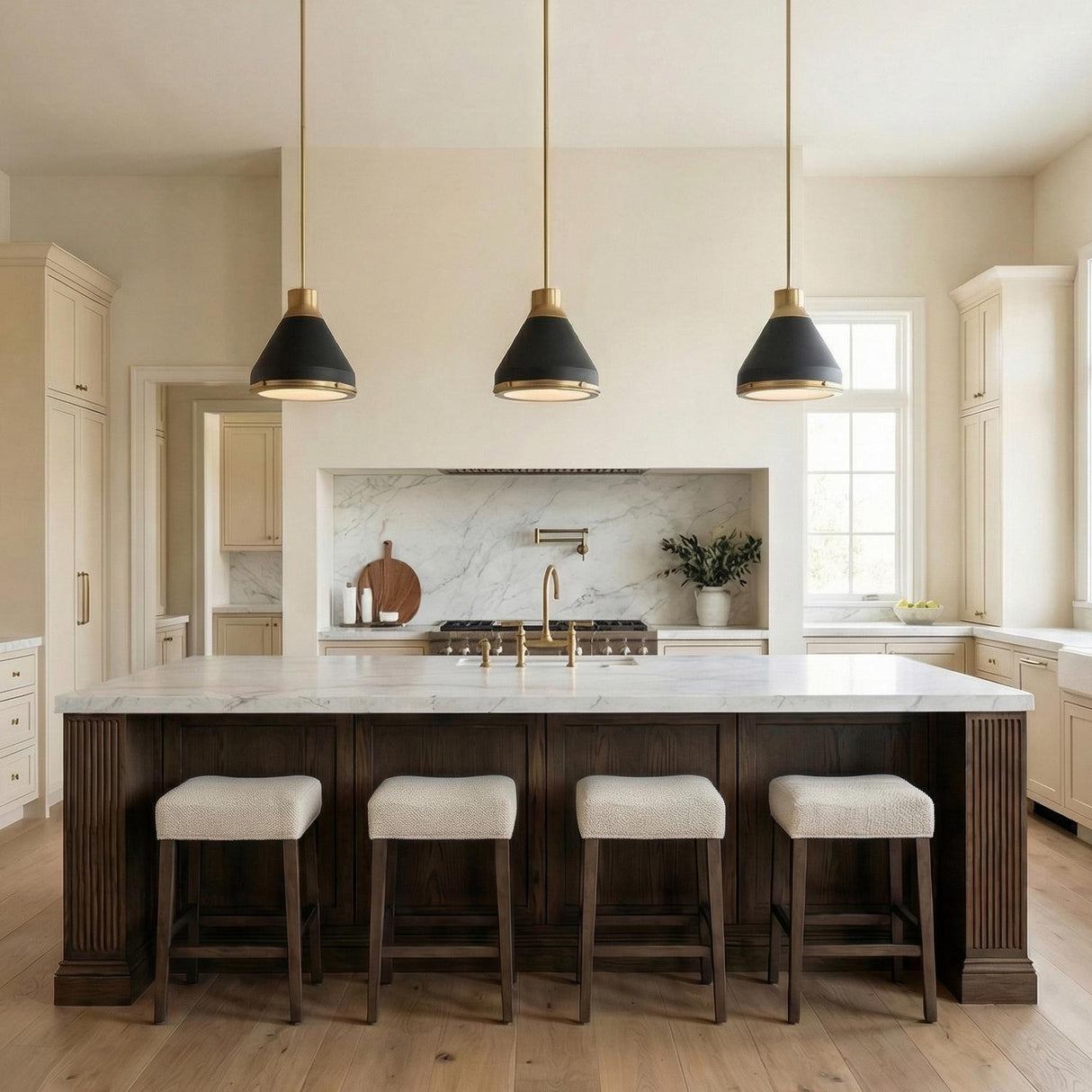 Drew Small Pendant 13", Matte Black and Aged Brass