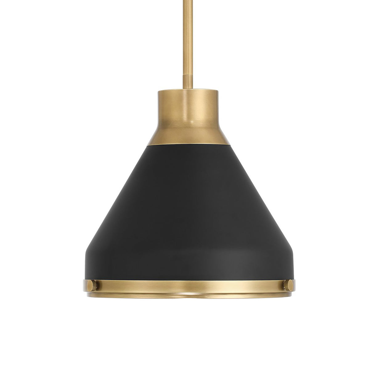 Drew Small Pendant 13", Matte Black and Aged Brass