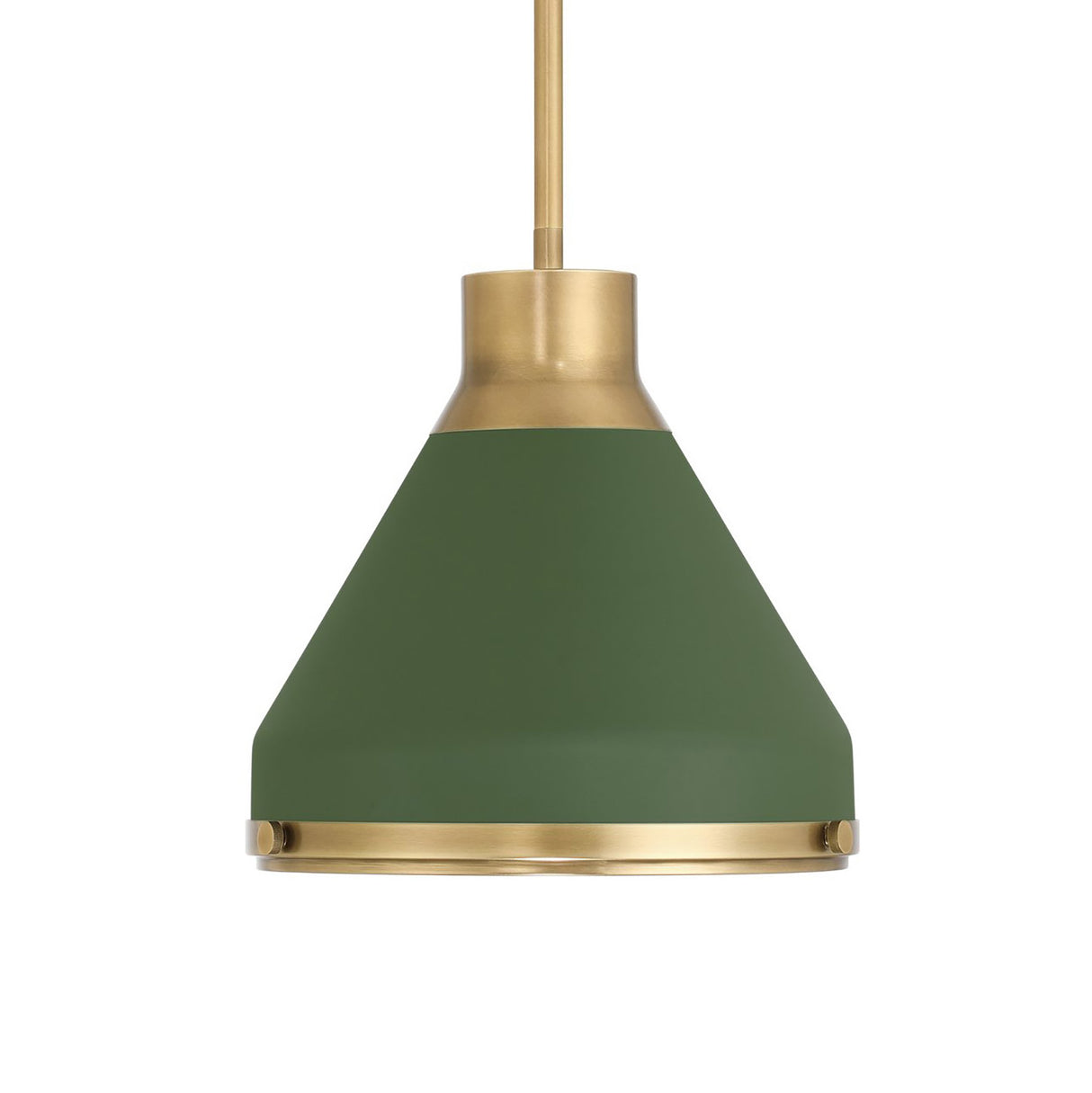 Drew Small Pendant 13", Olive Green and Aged Brass