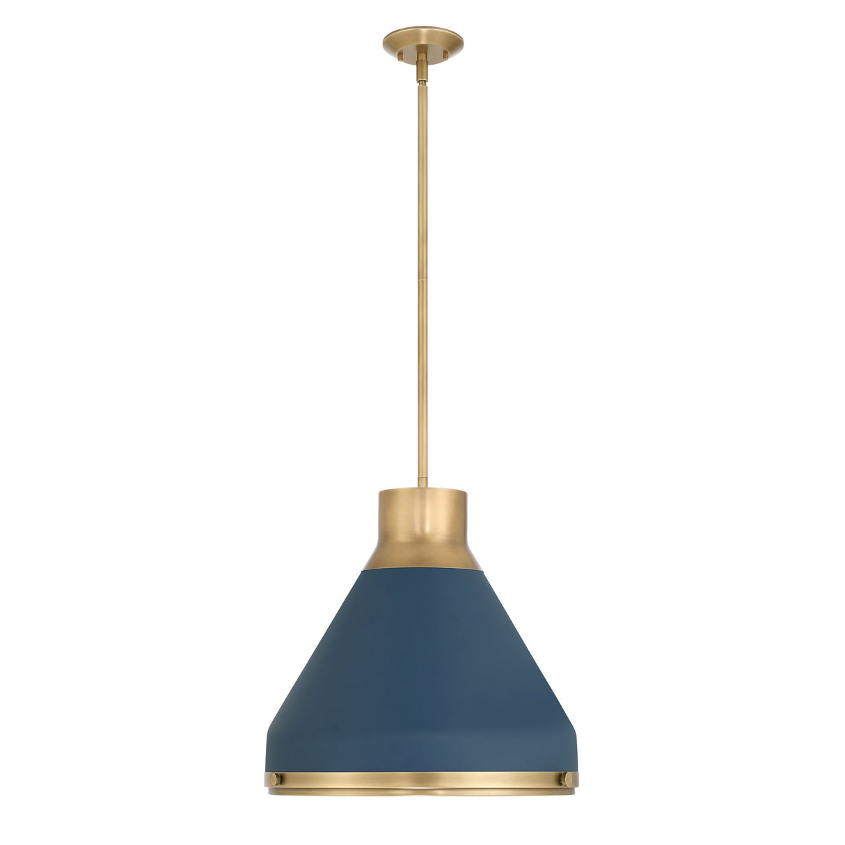Drew Medium Pendant 19", Vintage Blue and Aged Brass