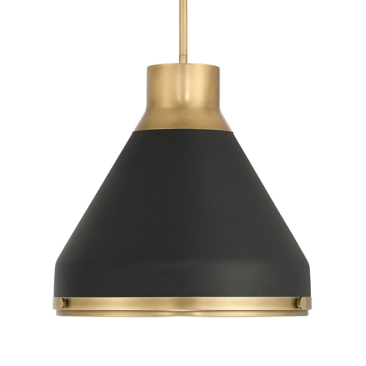 Drew Medium Pendant 19", Matte Black and Aged Brass