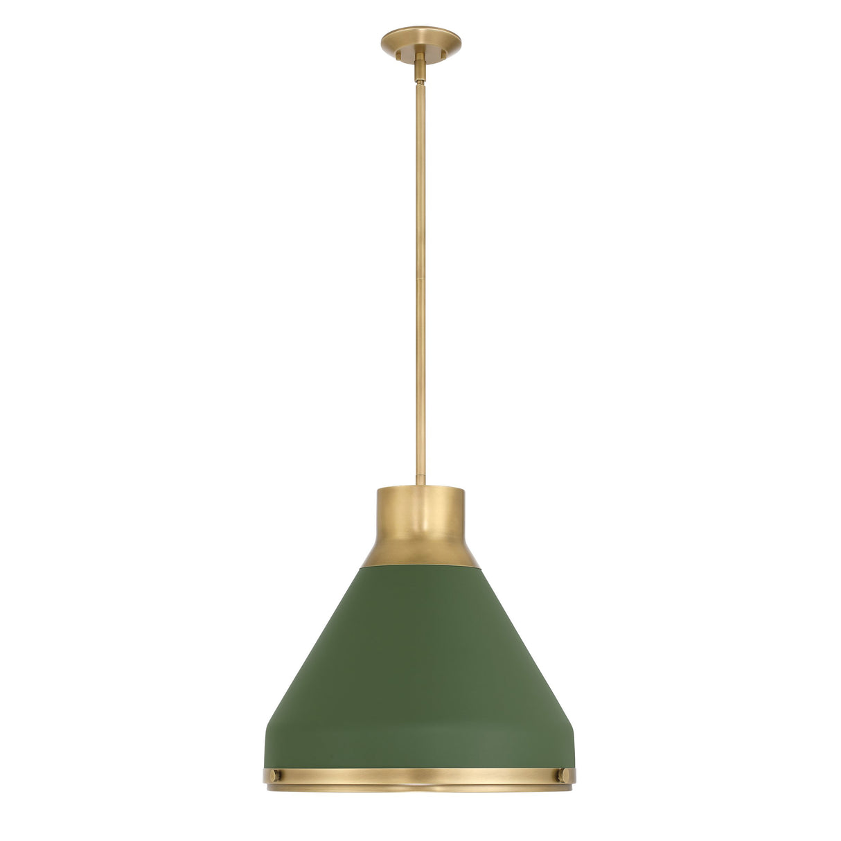 Drew Medium Pendant 19", Olive Green and Aged Brass
