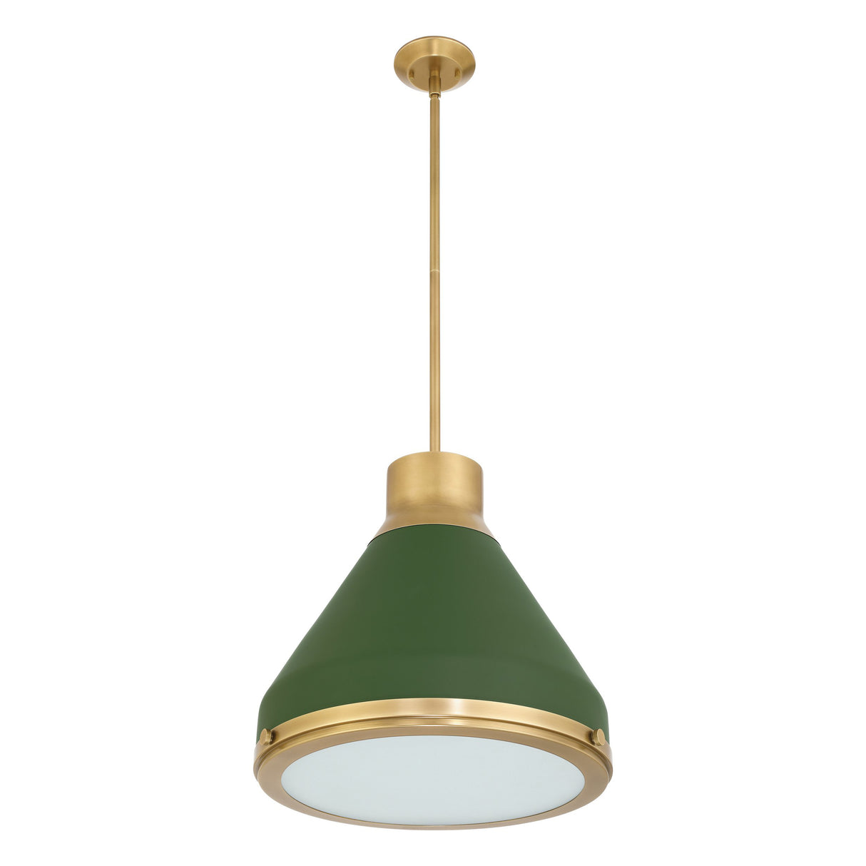 Drew Medium Pendant 19", Olive Green and Aged Brass