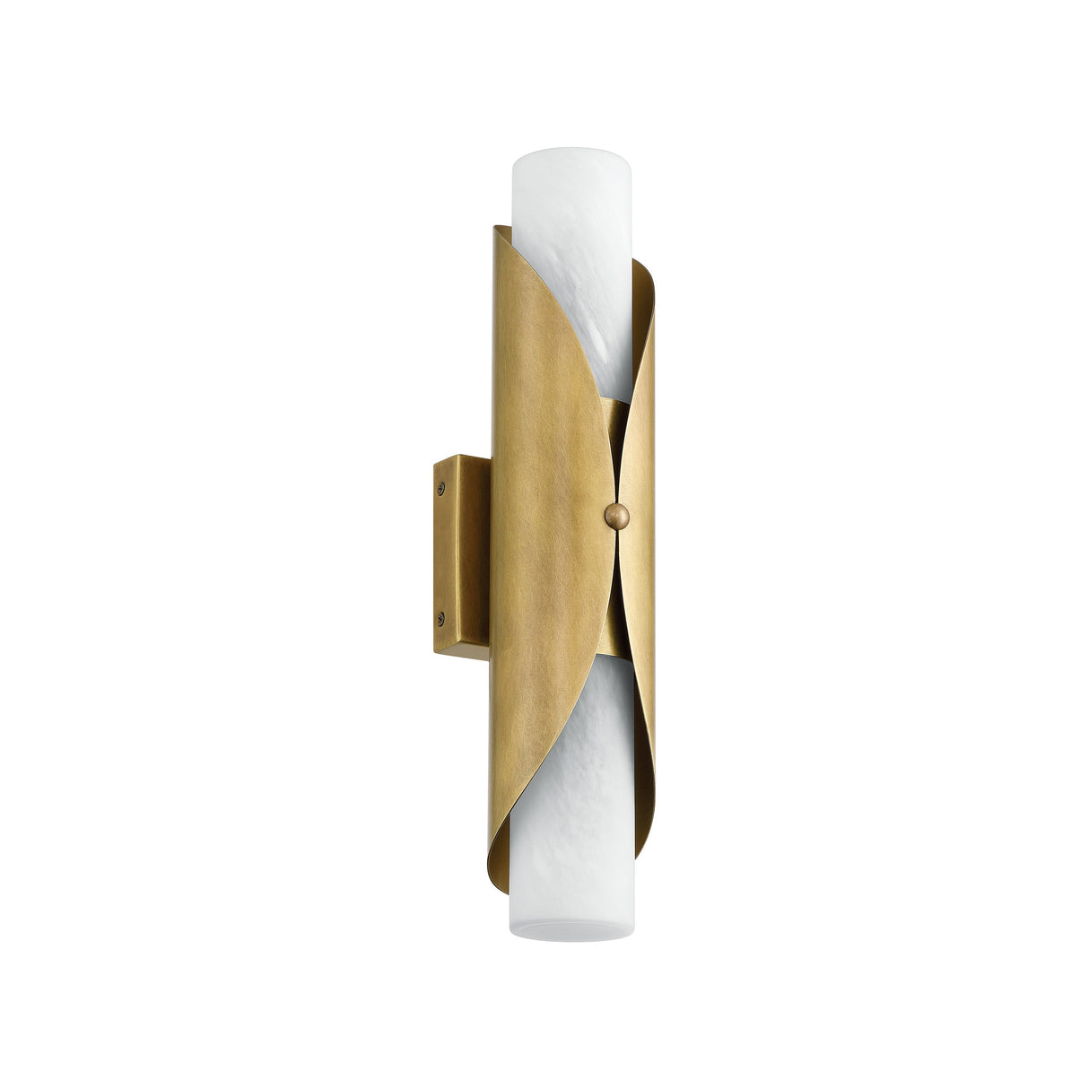 Alessio Medium Wall Sconce 18", Distressed Brass and Alabaster