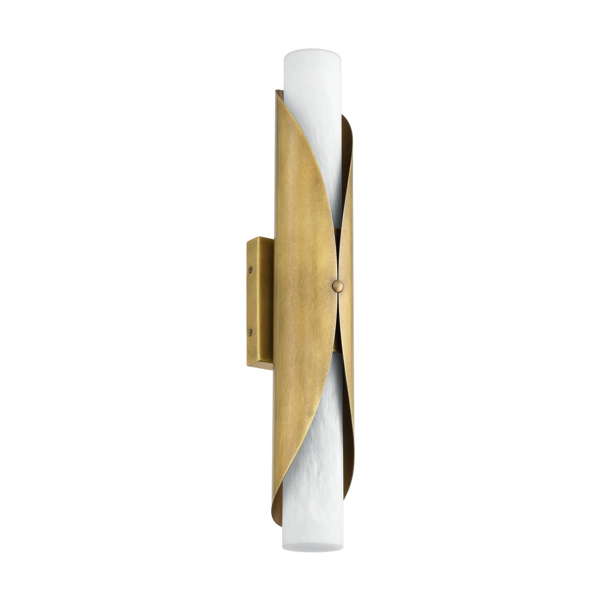 Alessio Large Wall Sconce 24", Distressed Brass and Alabaster