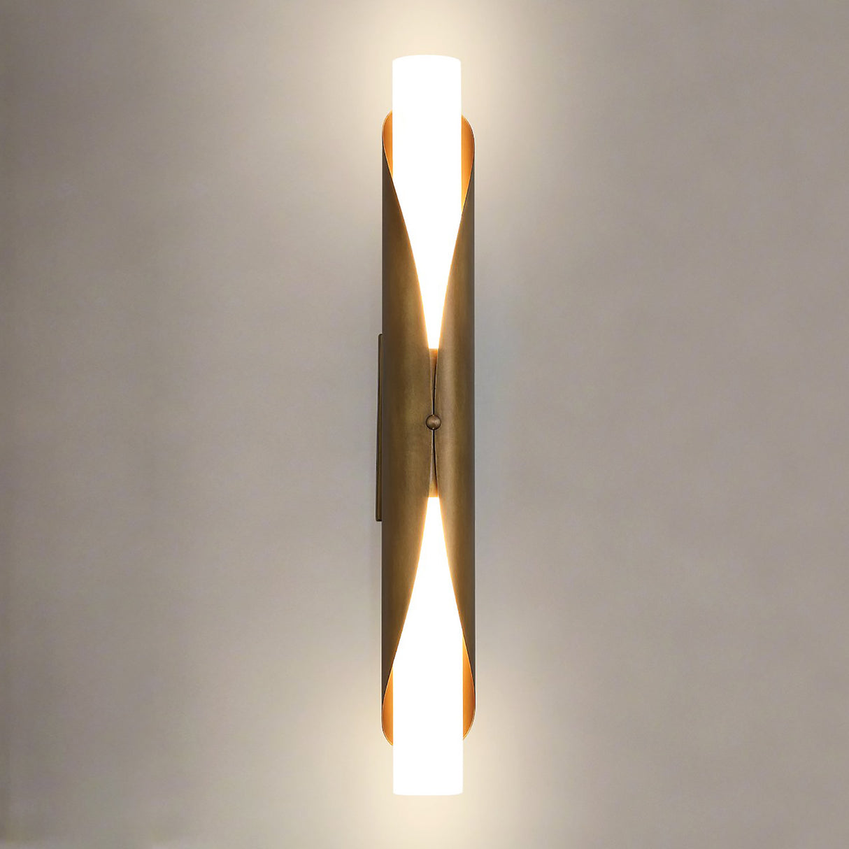 Alessio Extra Large Wall Sconce 30", Distressed Brass and Alabaster