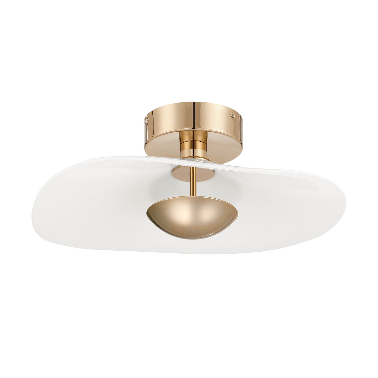 Celine Medium LED Semi-Flush Mount 18", Polished Brass and Glazed Ceramic