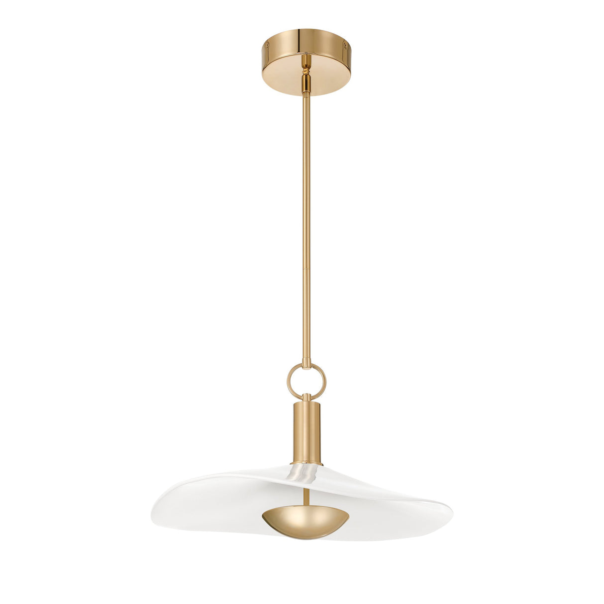 Celine Medium LED Pendant 18", Polished Brass and Glazed Ceramic
