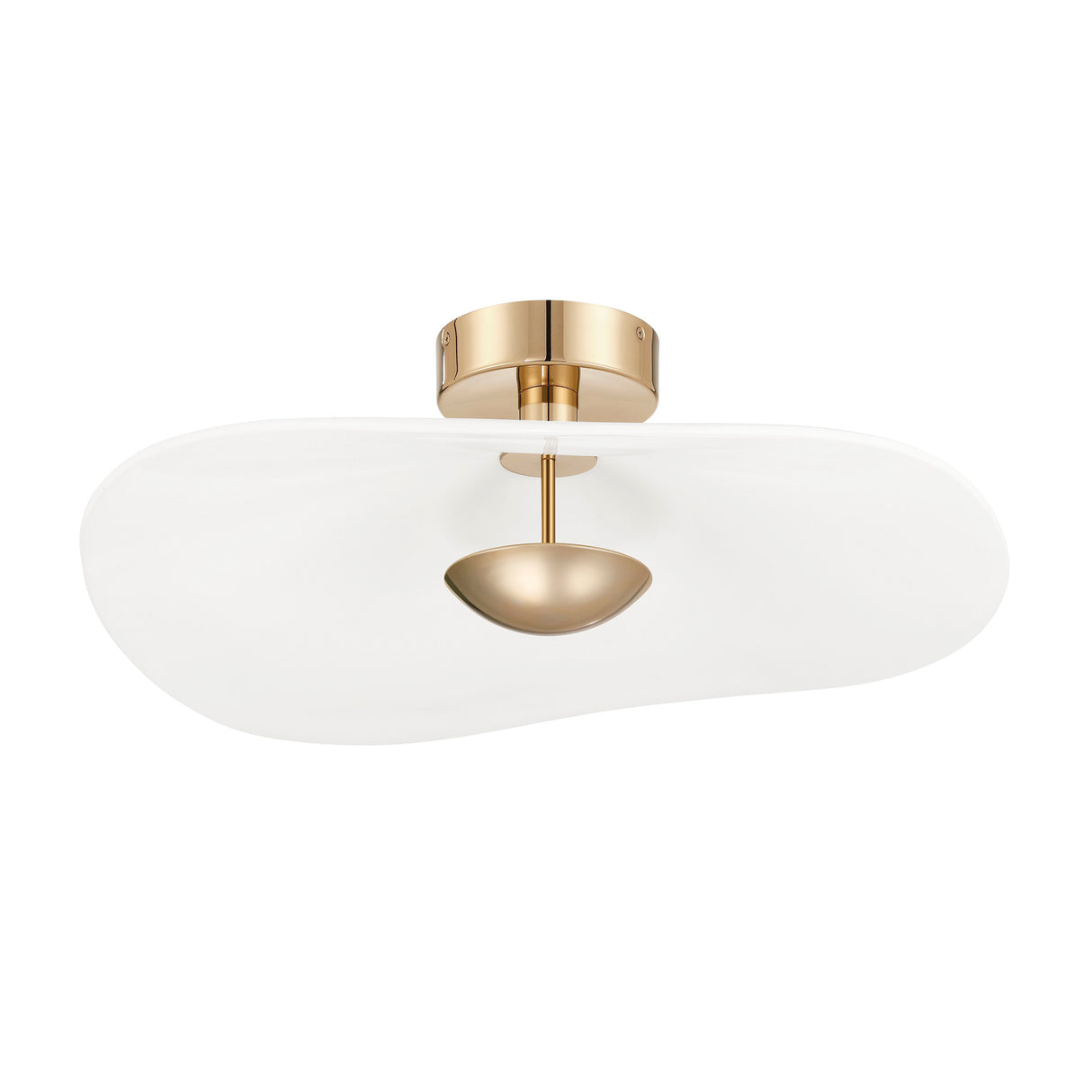 Celine Large LED Pendant 24", Polished Brass and Glazed Ceramic