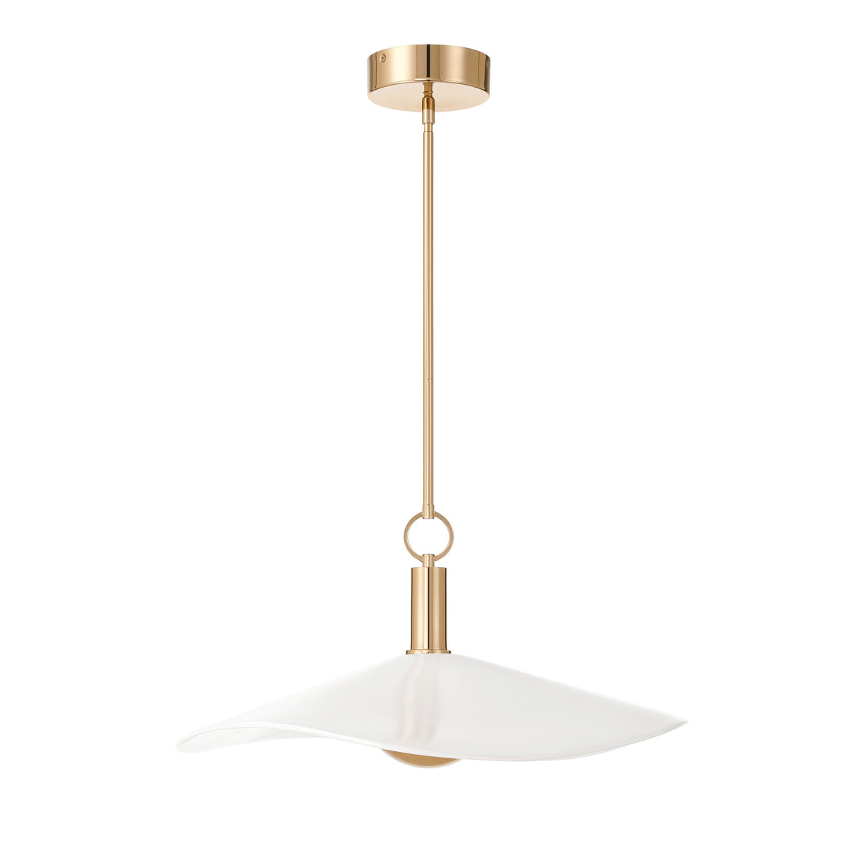 Celine Large LED Pendant 24", Polished Brass and Glazed Ceramic