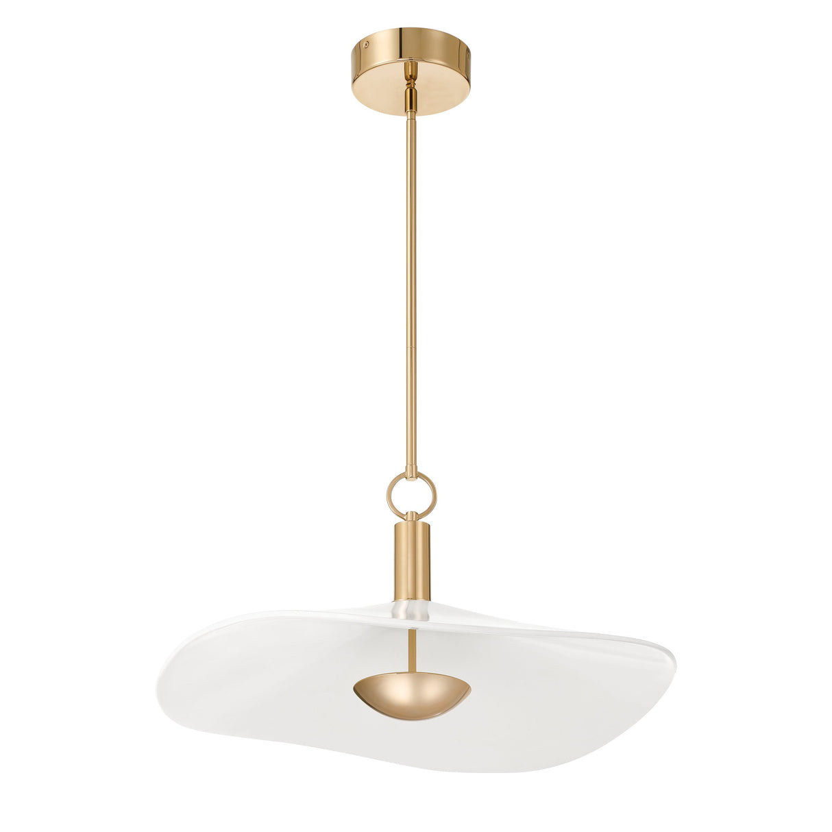 Celine Large LED Pendant 24", Polished Brass and Glazed Ceramic