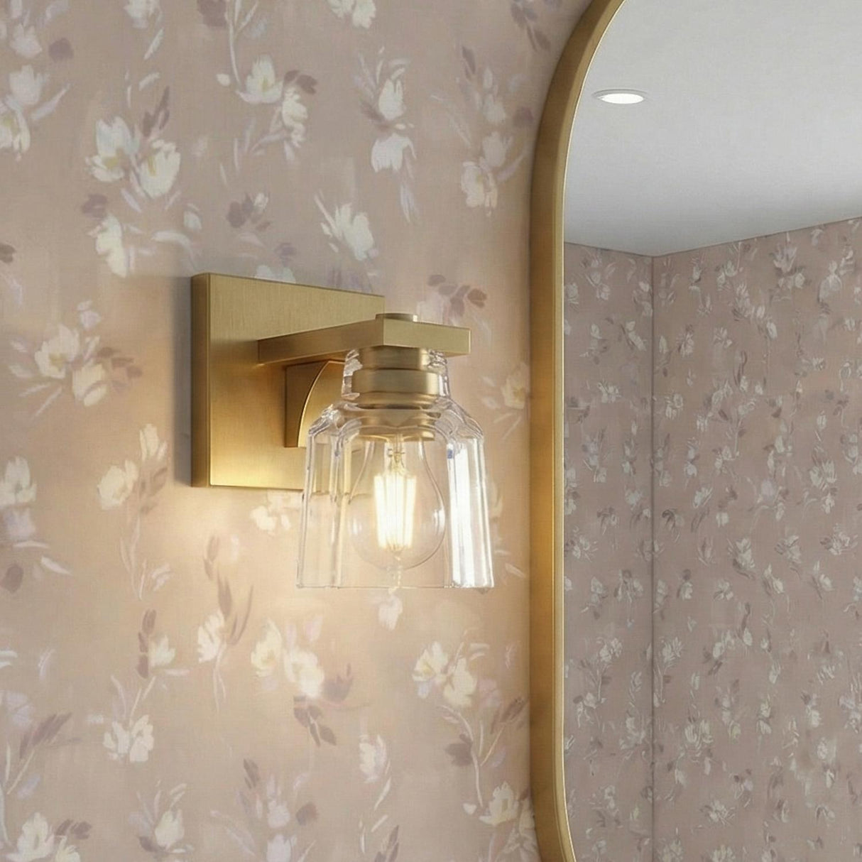 Kurt Vanity Wall Sconce, Satin Brass